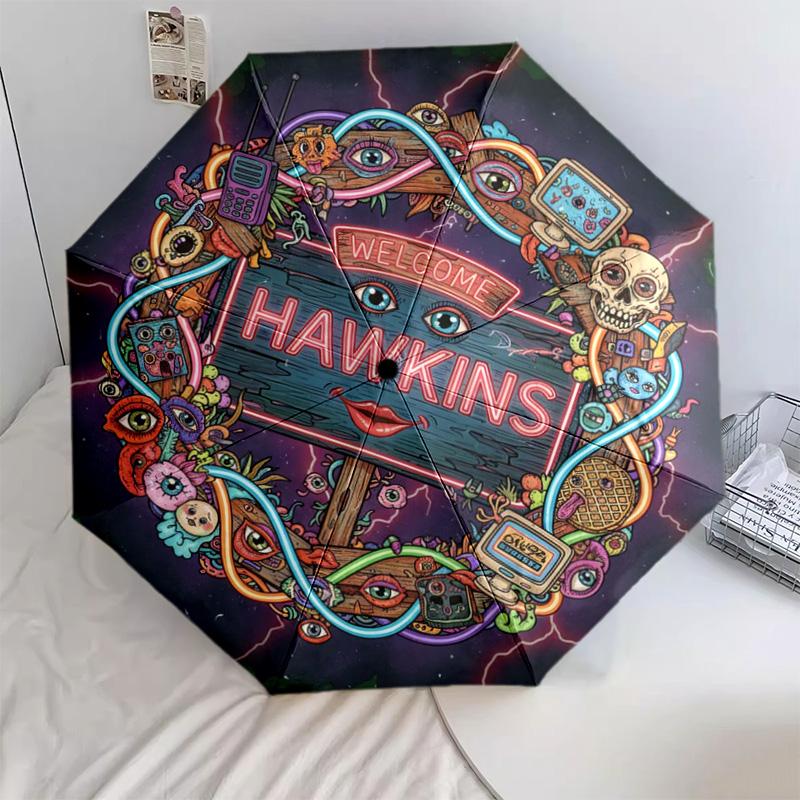 

1 PC Automatic Folding Umbrella - Cartoon Pattern, Portable & Foldable Design with 14 Ribs, Christmas Birthday Gifts