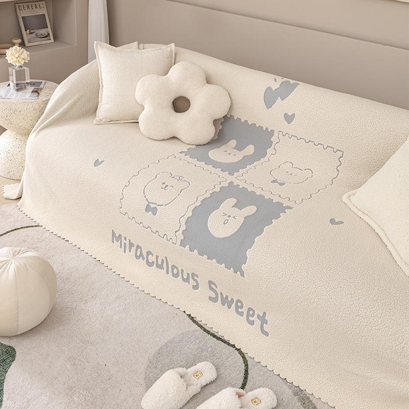 Современный Простой Зимний Чехол на Диван Ткань Полный Чехол Имитация Шерпы Зимний — фото 4