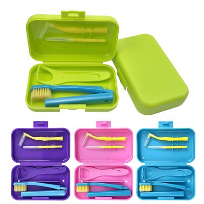 Scatola porta spazzolino portatile Kit di strumenti per l'igiene orale ortodontica Spazzolino interdentale Raschietto per la lingua Spazzolino da viaggio Sbiancamento dei denti