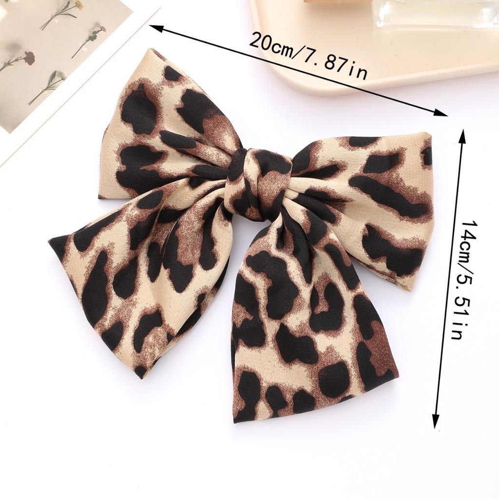 1/2PCS Fashion Boutique Cloth Leopard Bow Hairpin Spring Clip Barrettes Women  Hair Accessories