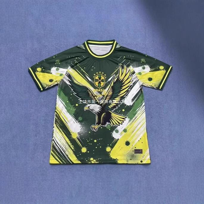 Summer Men's Brazilian Football Elements Training Football T-shirt Digital Printing Comfortable Breathable Quick Drying