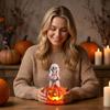 Halloween Decorative Light Up Skeleton Pumpkin Figurines Set of 3 Pieces for Indoor Outdoor Tabletop Display Holiday Theme