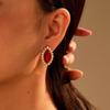 GEMCHIC Women's Vintage Geometric Earrings 18K Gold Plated Stainless Steel Studs with Faux Agate for Fashion Daily Life