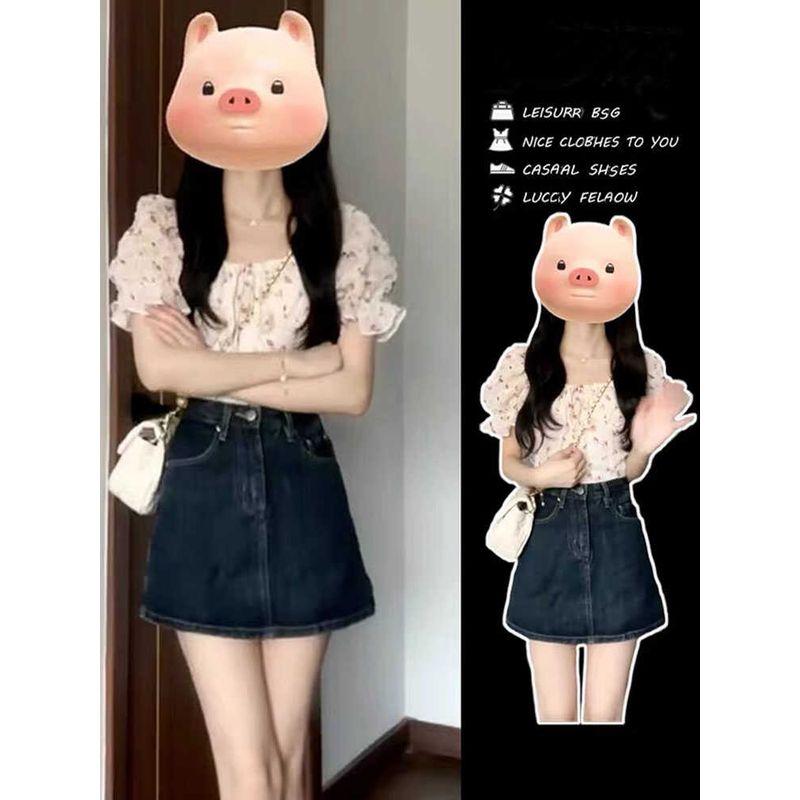 

2024 New Arrival French Sweet Floral Puff Sleeves Chiffon Shirt Women s Summer Short Sleeve Korean Style Unique Short Shirt Floral Tops S