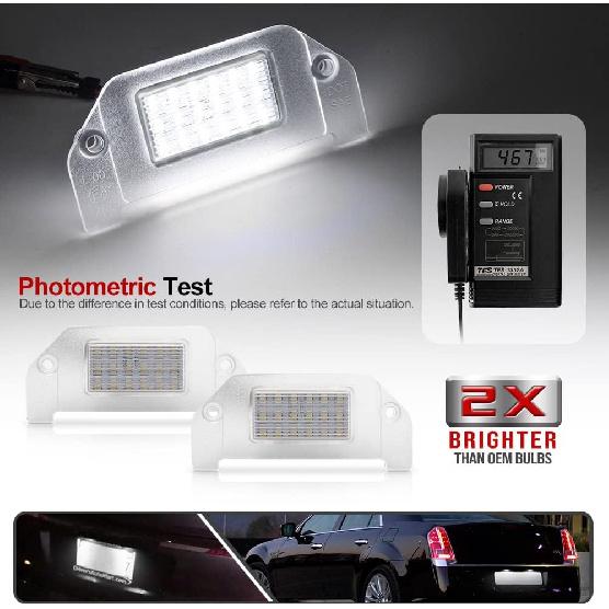 2Pcs LED License Plate Lights Number Lamp for Chrysler 300 2005-2014 Powered by High Power SMD Xenon White LED Error Free