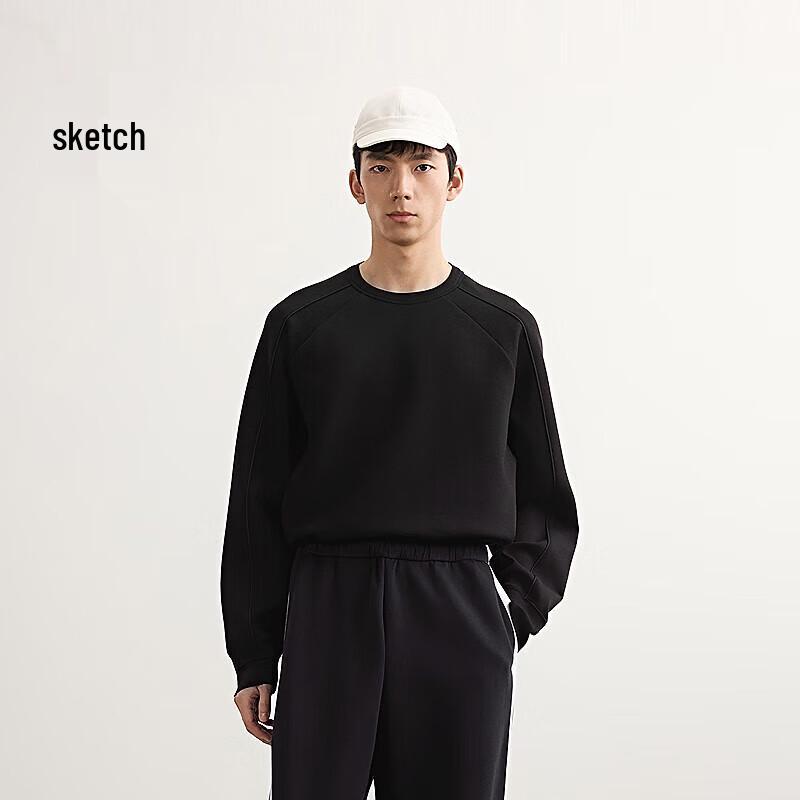 Herren Locker Geschnitten Rundhals Langarm Pullover Sweatshirt