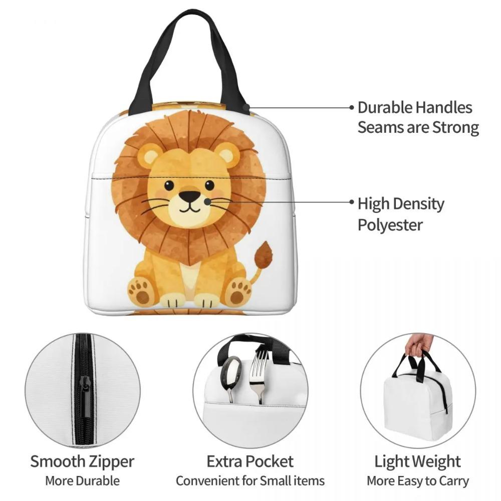 Cute Lion Cartoon Insulated Lunch Bag for Women Kids Portable Food Boxes Thermal Lunch Box Tote