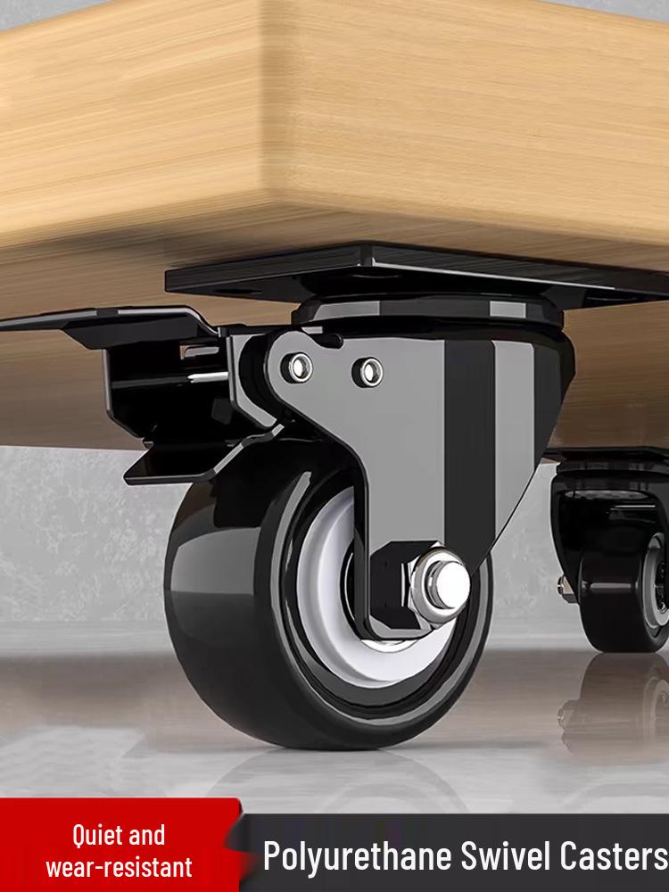 Tysta svängbara hjul med broms, 1,5-3 tum, kraftig lastbärighet för dragkärror