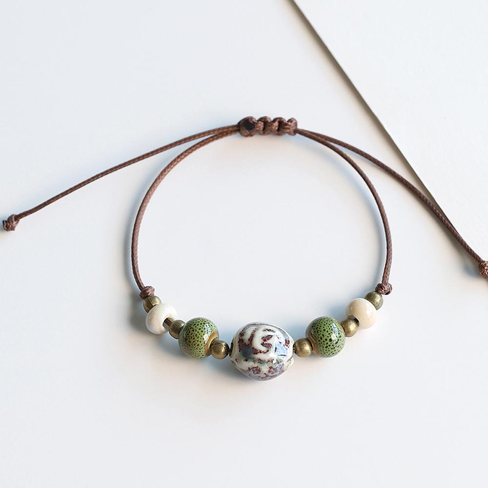 Armband mit Keramikperlen im Bohème-Stil für Damen und Herren, handgefertigt, geflochtenes Seilarmband, Partnerschmuck, Geschenke, verstellbar