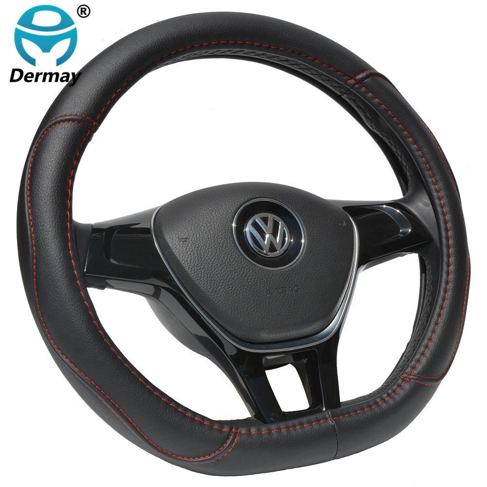 DERMAY D-Form Mikrofaserleder Auto Lenkradbezug Vier Jahreszeiten Lenkradnaben für VW GOLF 7 2015 POLO JETTA