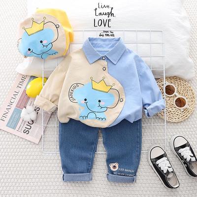 Chemise à manches longues et revers de dessin animé pour enfant - Mode décontractée printemps/automne pour garçons