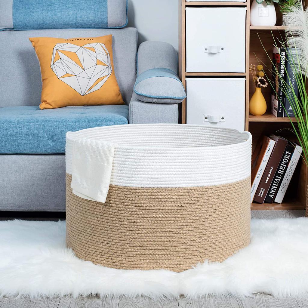 Cotton Rope Woven Basket - Foldable Wardrobe & Shelf Storage for Sundries