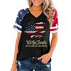 Top pullover da donna con scollo a V e maniche corte con stampa grafica We The 250 Years of Flag