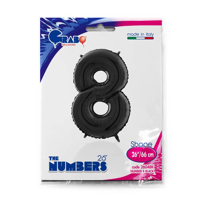 Balon Foliowy Cyfra 8 Czarny, 66 Cm Grabo