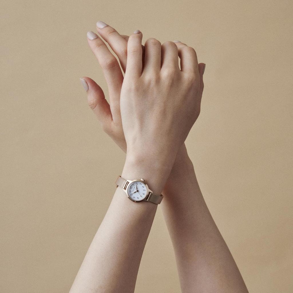 MATOW Tsuki Seigetsu Round Watch in Rose Gold and White Mesh Authorized Retailer [MATOW] Women's (mw005006) -