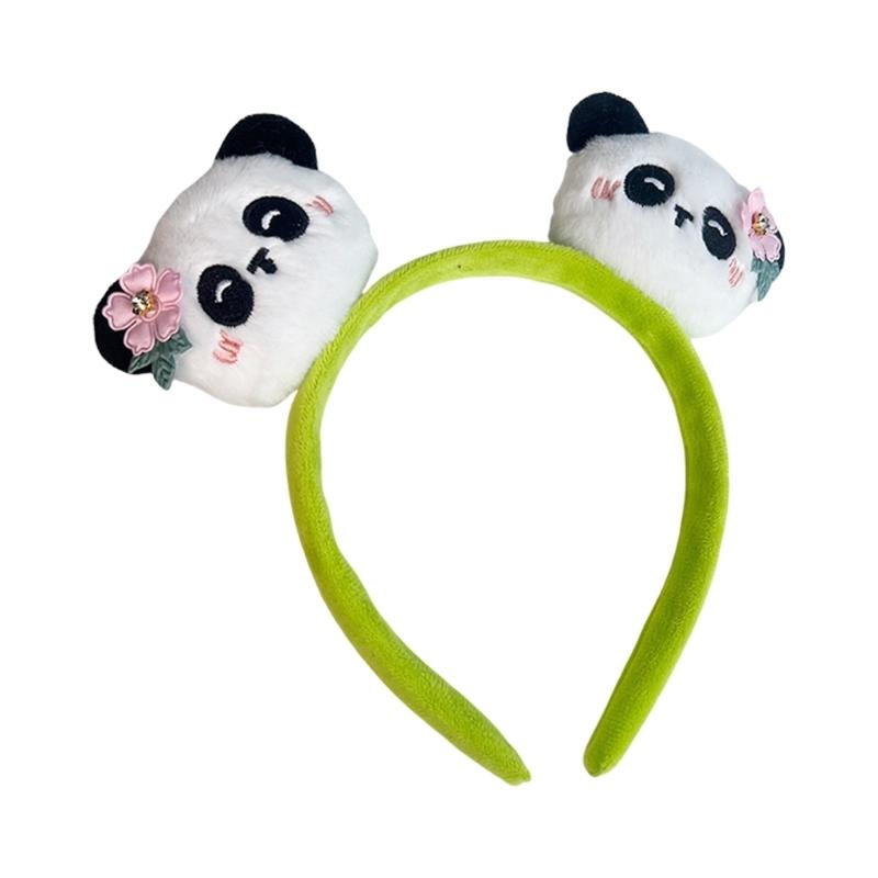 Fell Tier Haarband Stirnbänder mit Niedlichen Panda Dekorationen Haarschmuck Bequeme Dehnbare Passform Kopfumfang