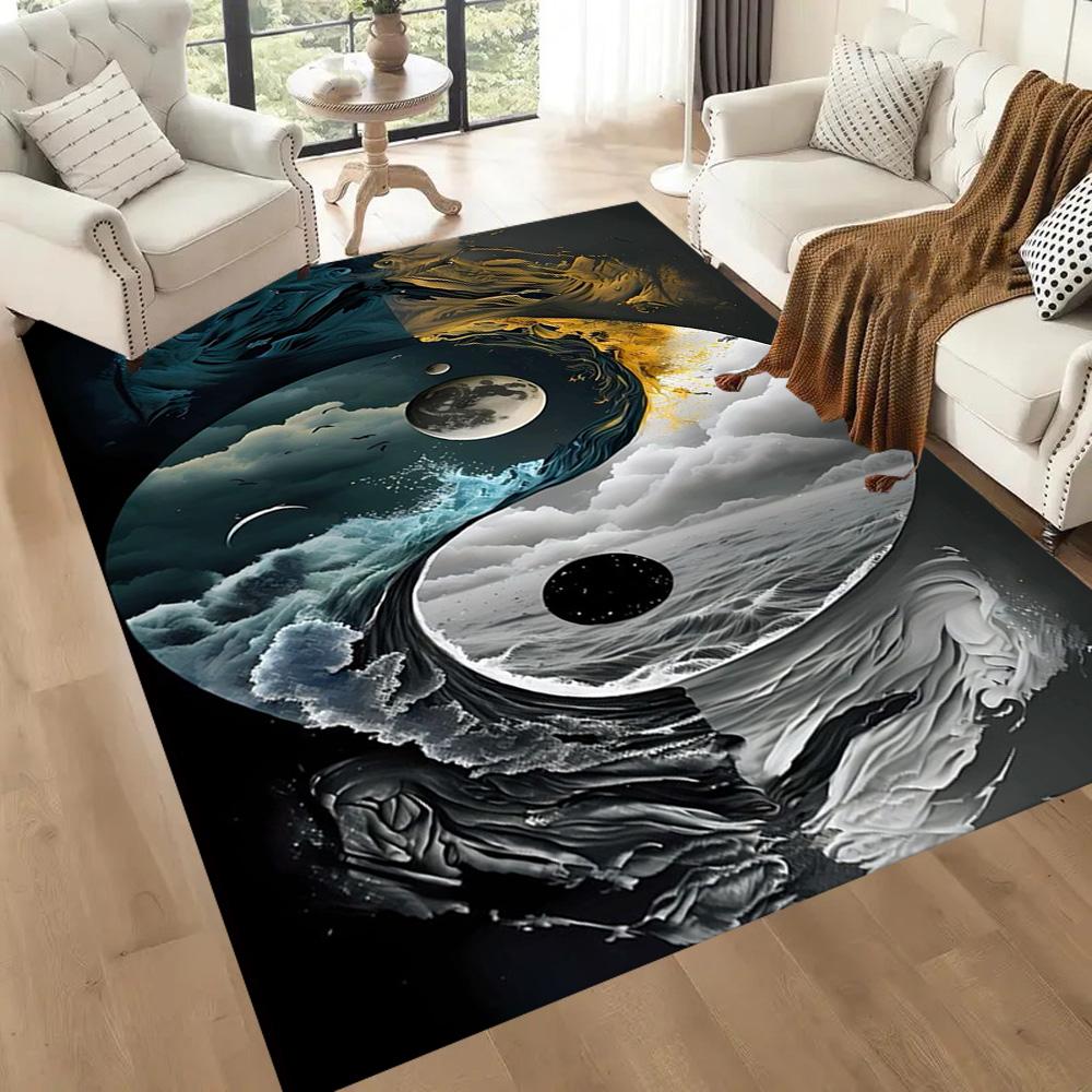 Yingyang Area Rug Design for Hallway Game Room Outdoor Living Rooms Anti-slip Rug Anime Office Decor Birthday/Christmas Gift