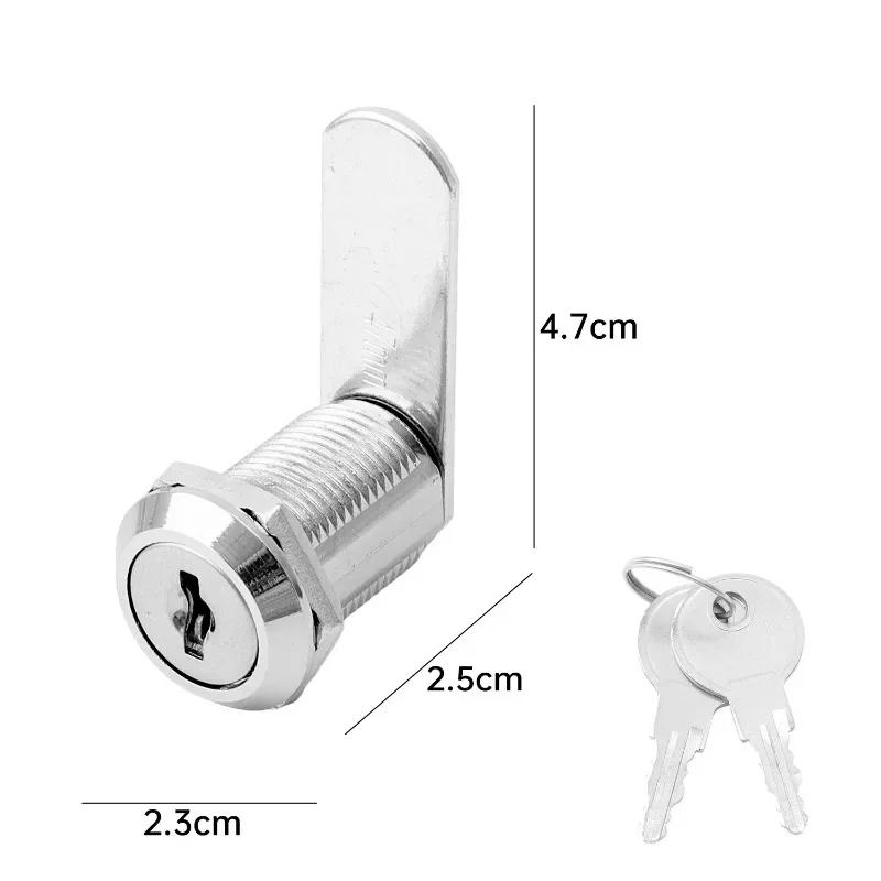 Zinc Alloy Cam Lock Set Door Cabinet Mailbox Drawer Cupboard Locker Security Locks with 2 Keys Furniture Hardware Accessories