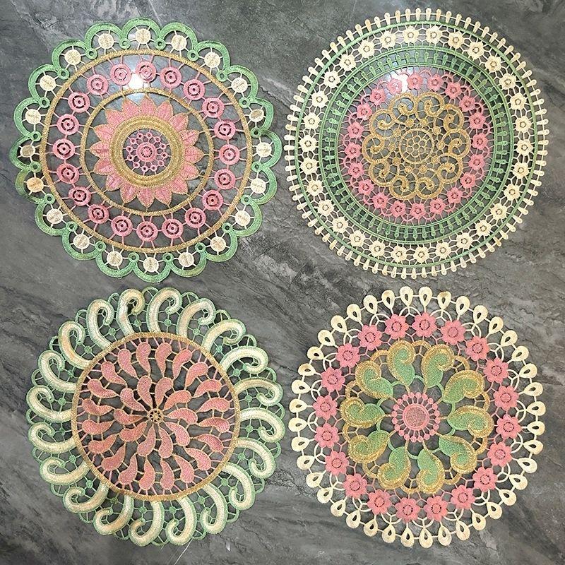 Rural Embroidery Dining Table Mat 29cm Insulation Mat Vase Decoration Mat Decorative Towel Cover Cloth Living Room