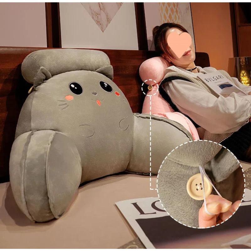 1pc Cartoon Cute Bed Back Cushions Soft Bag with Large Backrest Sofa Tatami Reading Support Pillow Lumbar Support Detachable and Washable Pillows