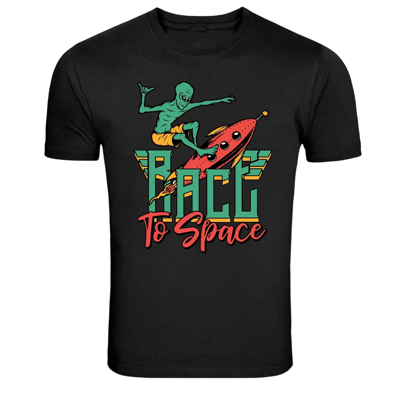 Race To Space Surfing Alien Rocket Graphic T-Shirt 4XL