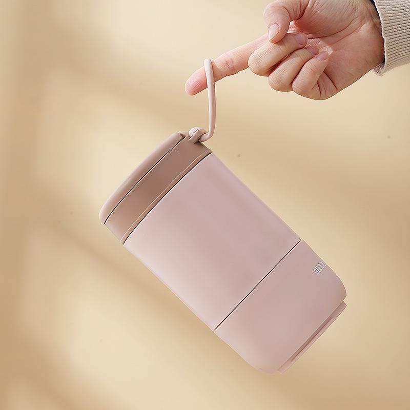 430/680ML Double Layer Stainless Steel Thermal Lunch Box For Kids Drinking Cup With Spoon Food Jar Insulated Soup Cups Container
