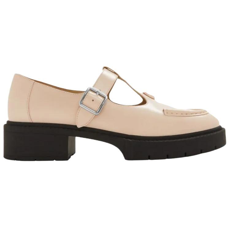 Coach Liv Leather Round Toe Buckle Flat Casual Shoes 4.5cm Women Shoes Pink CZ383-BLH