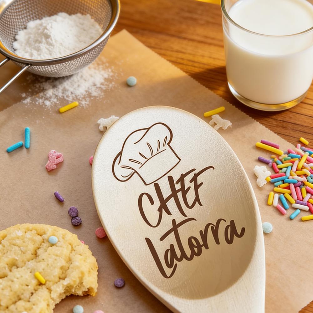 Personalized Chef Spoon Engraved Wooden Spoon Mother's Day Gifts Birthday Baking Cooking Supplies Kitchen Decor Mom Chefs Gift