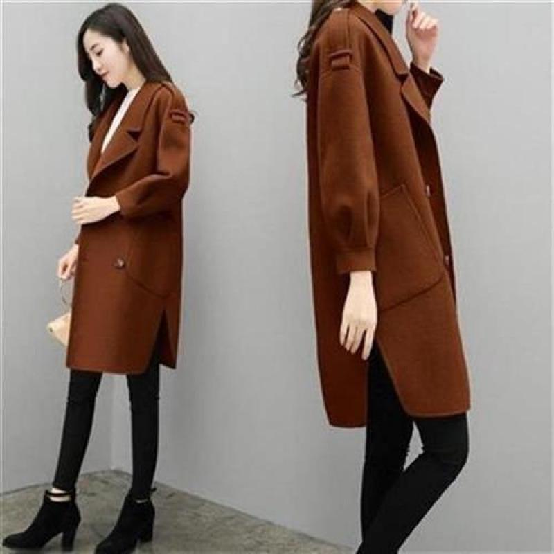 Hepburn Style Wool Coat for Petite Women - New 2025 Mid-Length Korean Over-the-Knee Outerwear for Autumn/Winter