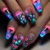 Dreamy Seven-Color Medium-Long Ballet Nails with Detachable Flower Tips