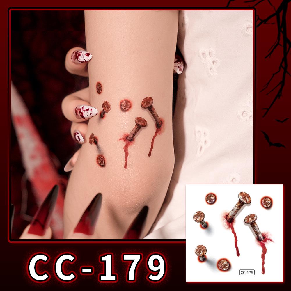 Nuovi Tatuaggi Impermeabili di Halloween Horror Cicatrice Faccia - Adesivi Trucco Opachi per Feste Festival