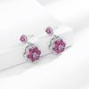 New Inlaid Red Corundum Water Drop Classic Shiny High-end Full Diamond Stud Earrings Ring Necklace Set