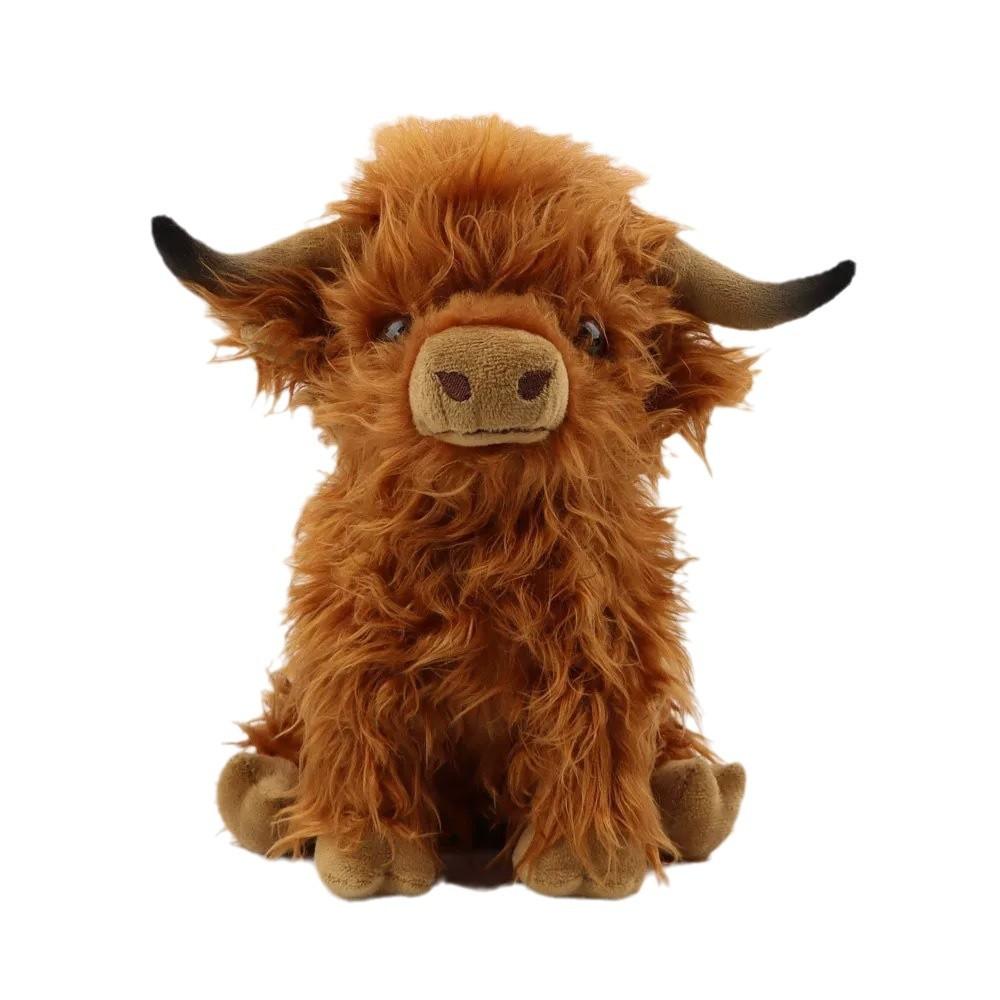 25cm Simulation Highland Cow Plush Animal Doll Soft Stuffed Highland Cow Plush Toy Kawaii Kids Baby Gifts Toy Home Room Decor