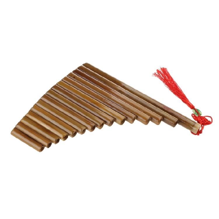 Handgefertigte Panflöte 15 Natur-Bambuspfeifen Traditionelles Instrument Hausschuhe