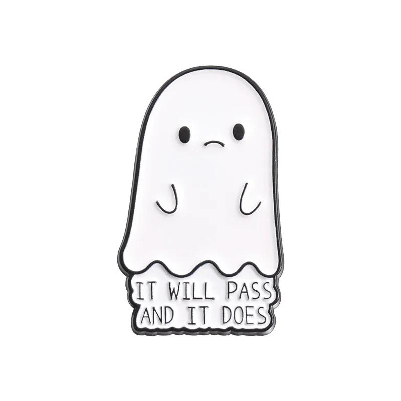 Halloween Punk Ghost Collected Enamel Pin Custom Spooky Boo With Black Cat Brooches Clothes Lapel Badge Jewelry Gift for Friends