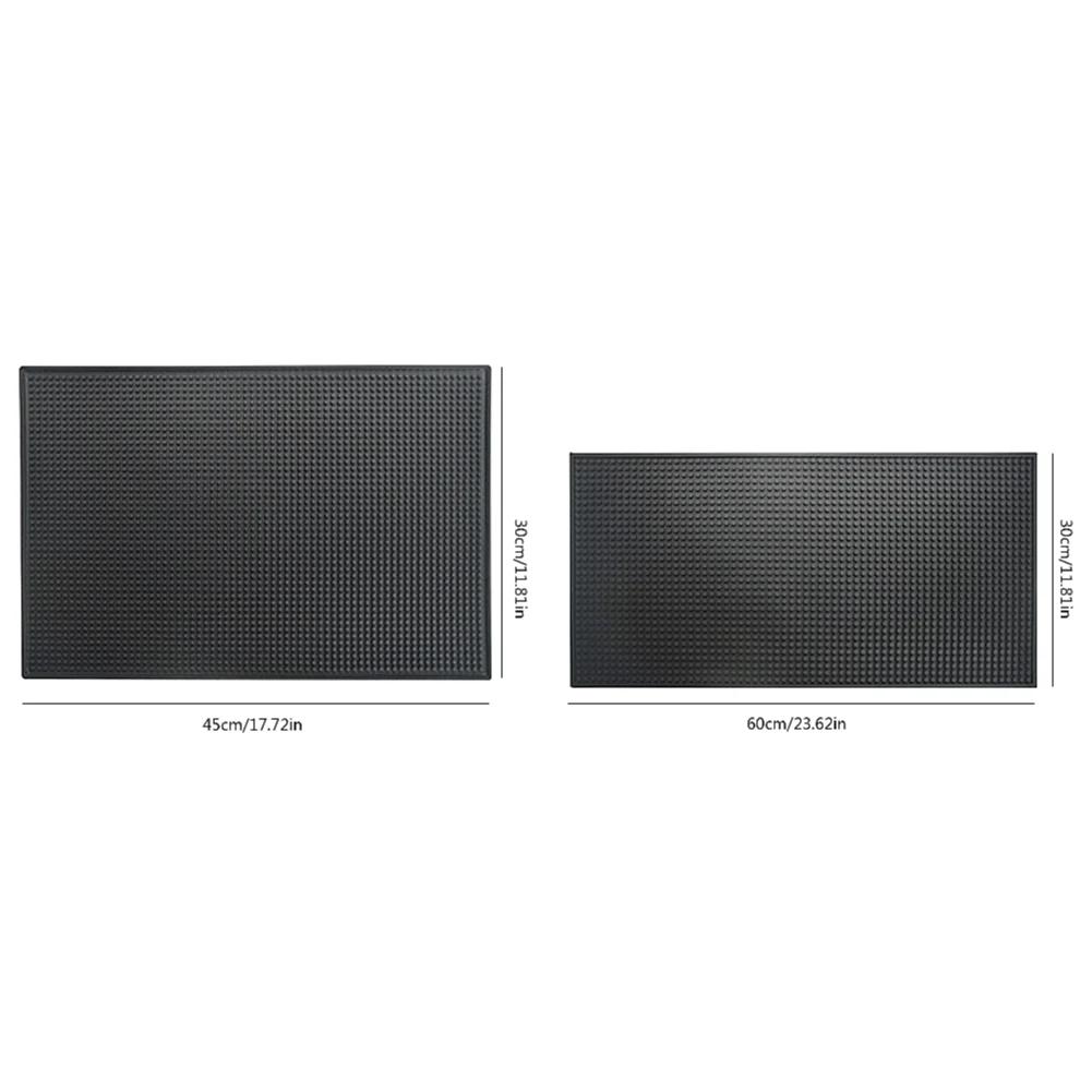 Rubber Bar Mat Coffee Maker Countertop Spill Mats Bar Service Mat Dish Glass Drying Mat for Barista Cocktail Bartender Black