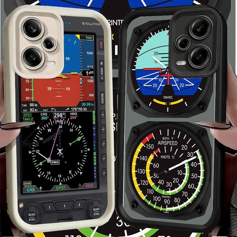 Phone Case for Xiaomi Redmi Note 15 14 13 Pro Plus Aircraft Instrument Cockpit Radar Shell 12S 11 11S 11T 5G 14S Soft Silicone F