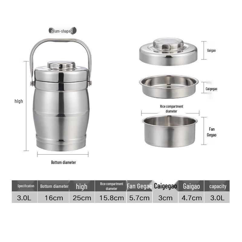HOCUF 304 Stainless Steel Insulated Multi-Layer Lunch Box