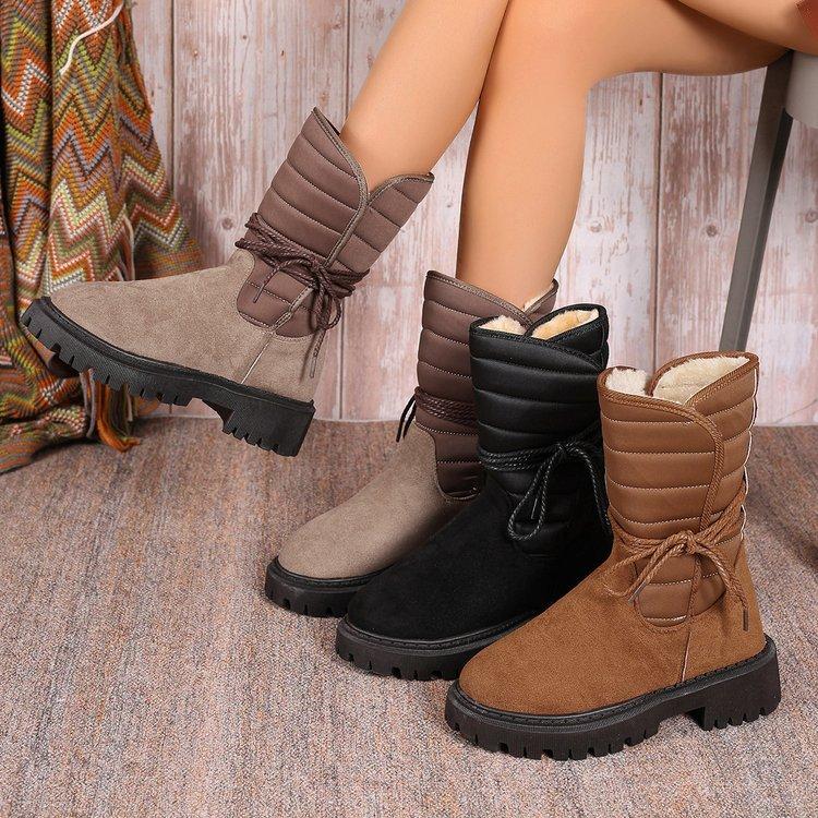 Europe and the United States winter new thick-soled velvet thickened snow boots women's large-size warm medium boots cotton shoes women