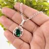 Green Emerald Stone Sterling Silver Trendy Mother Gift Engagement May Pendant PP-6-9