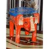 Handcrafted and Emboss Painted Colorful Wooden Elephant Stool/Side Table for Home/Office/Living or Bedroom Decor (Orange)