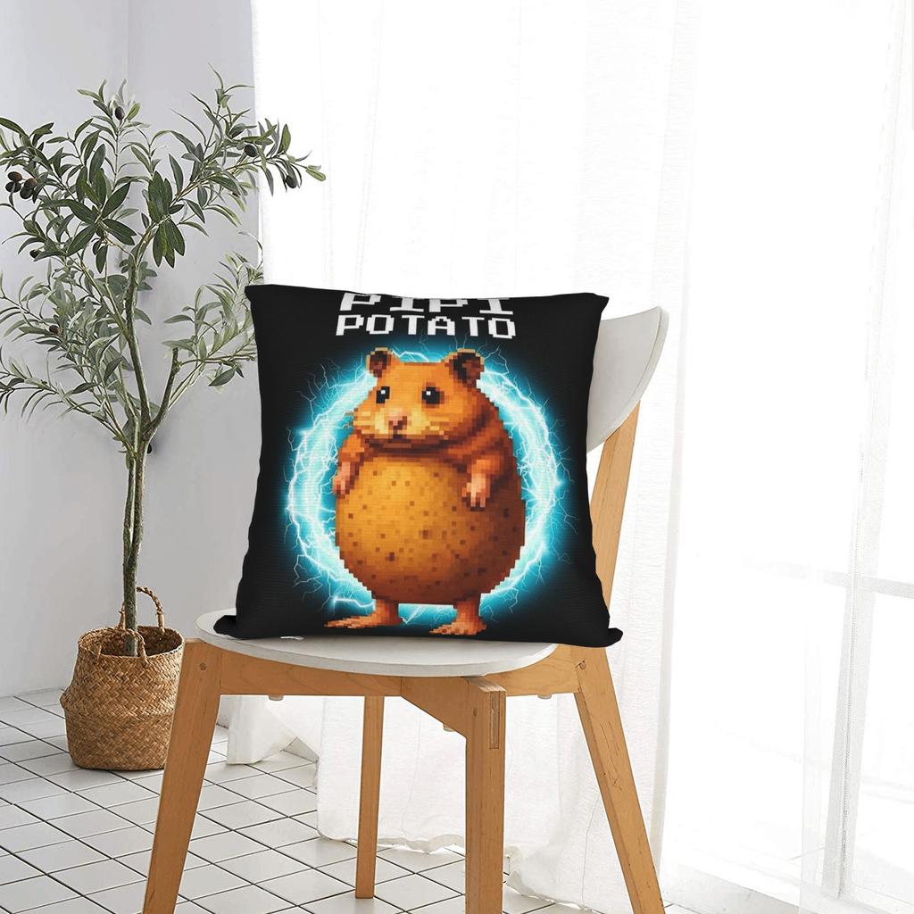 Pipi Potato Italian Brainrot Meme Pillowcases Retro Trendy Pillow Case For Living Room Bed Chair Square Pillow Cover