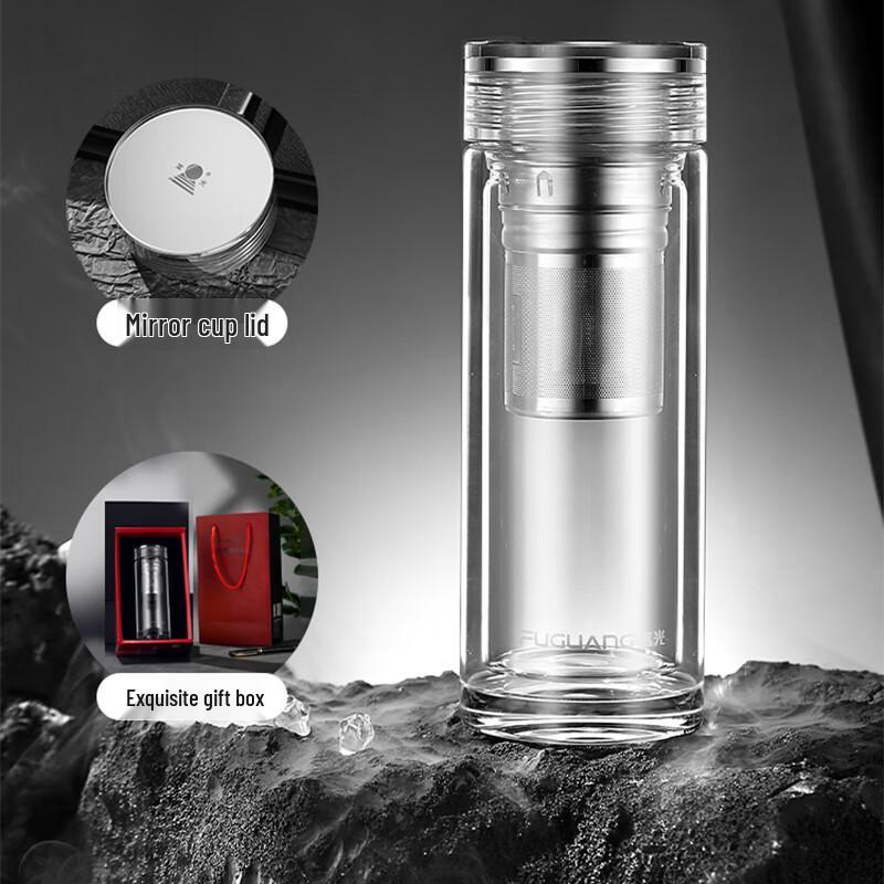 FUGUANG JUNCHEN Double-Layer Tea Infuser Glass Cup 300ml