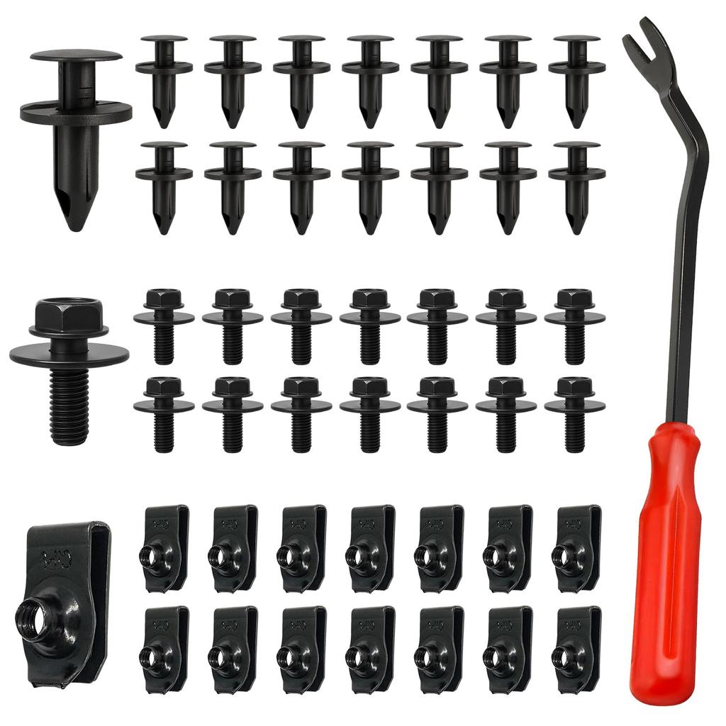 45PCS Universal Automotive Clip - Fender Clips, Fender Liner Clips, Engine Splash Guard Bolts, Splash Shield Guard Under Car Bolts - Compatible With