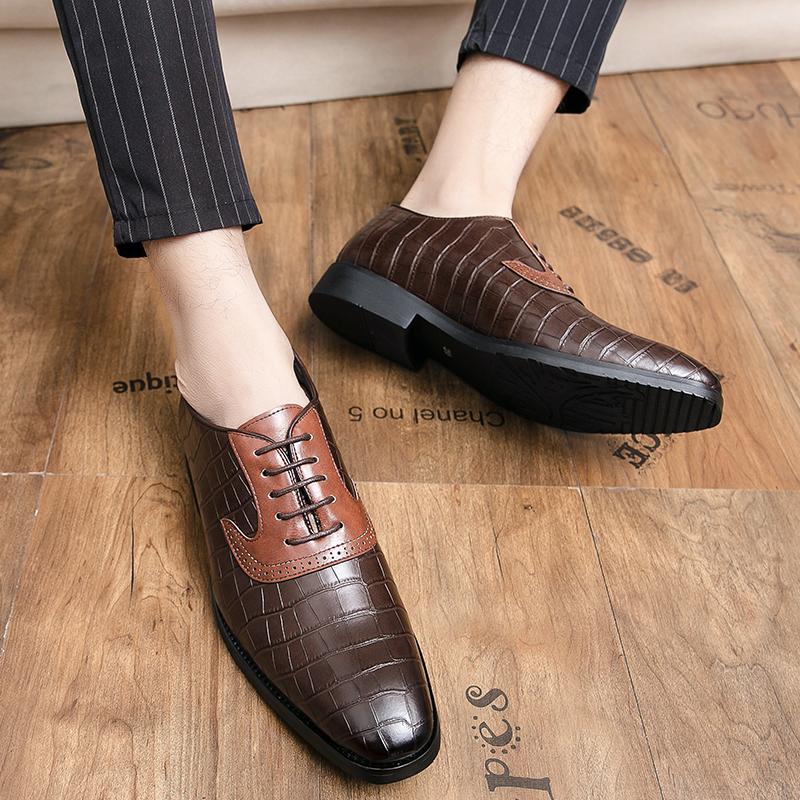 Oxford Dress Shoes Men lace up office work Leather Suit Shoes Footwear Wedding Formal Italian Casual shoes men big size 48