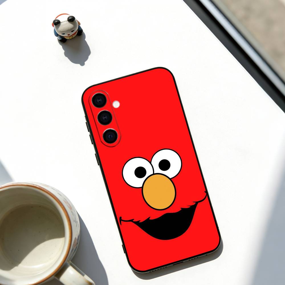 Cut Cartoon E-Elmo Phone Case For Samsung Galaxy A73,A72,A71,A70,A53,A52,A51,Soft Black Cover