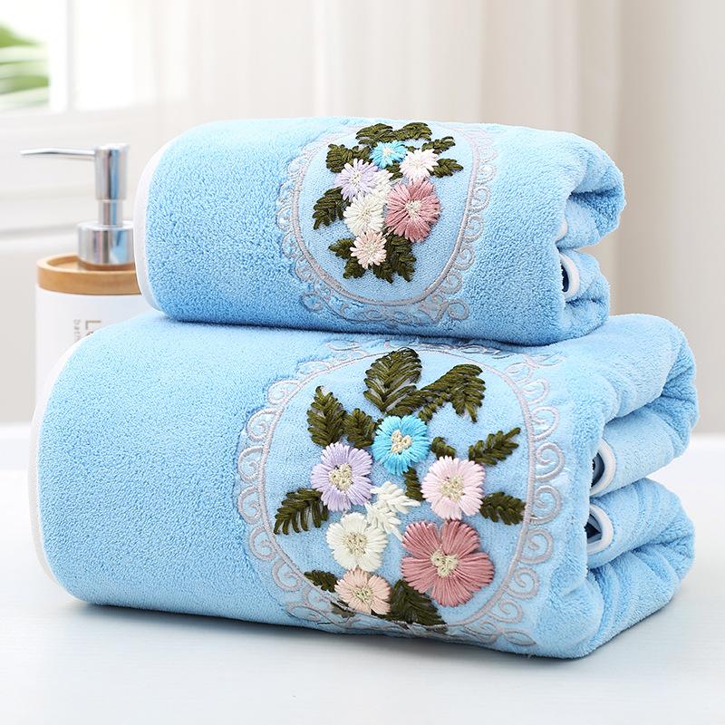Floral Towel Soft and Absorbent Household Bath Towel, Bathroom Bath Towel, Face Towel, Washcloth,  Bathing, Seaside Bath Towel