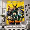 Wall Hanging Tapestry With Custom Name & Text, My Hero Academia Decorative Tapestry For Bedroom