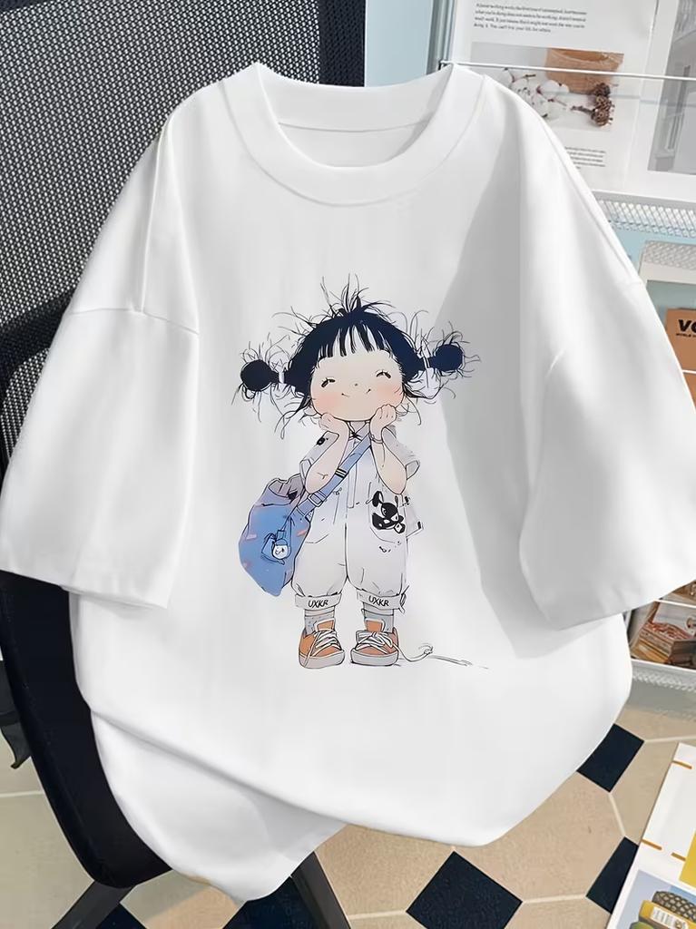 Women's T-shirt WithFunny Sunflower Illustration Casual Loose T Shirt Streetwear Daily Wear Oversized Breathable Summer Top