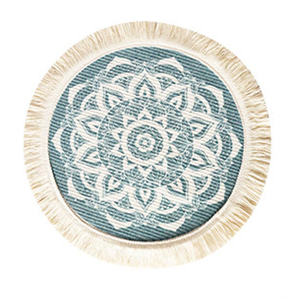 Placemat Cotton Polyester Round Soft Comfortable Woven Placemat with Tassels for Kitchen Decor C S
